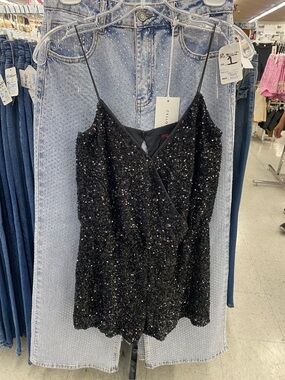 Black Sequin Spaghetti-Strap Camisole